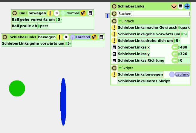 Der Schieber bewegt sich nach oben